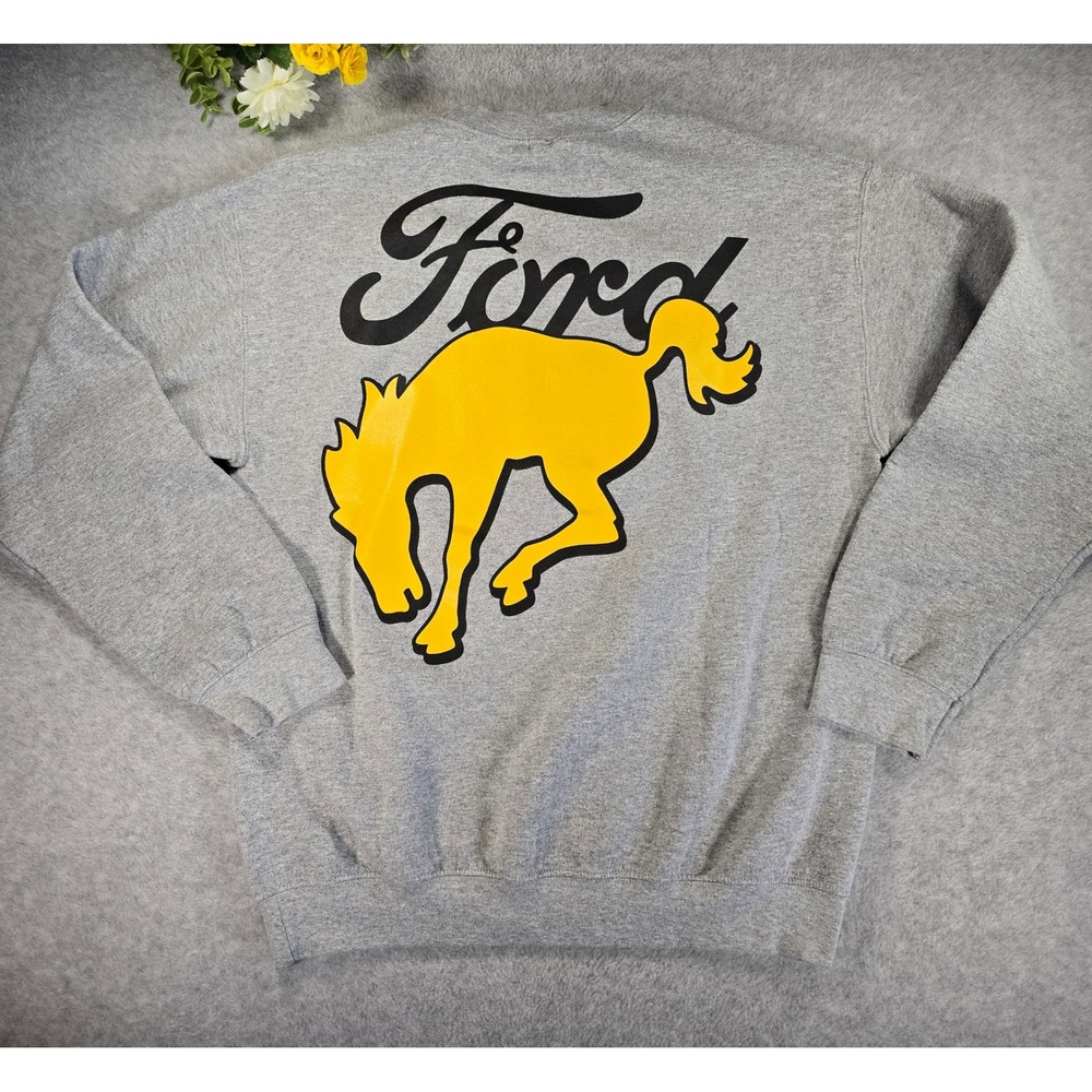 Ford Bronco Graphic Sweatshirt Adult Medium Gray Crewneck Pullover Truck Logo - Picture 8 of 9